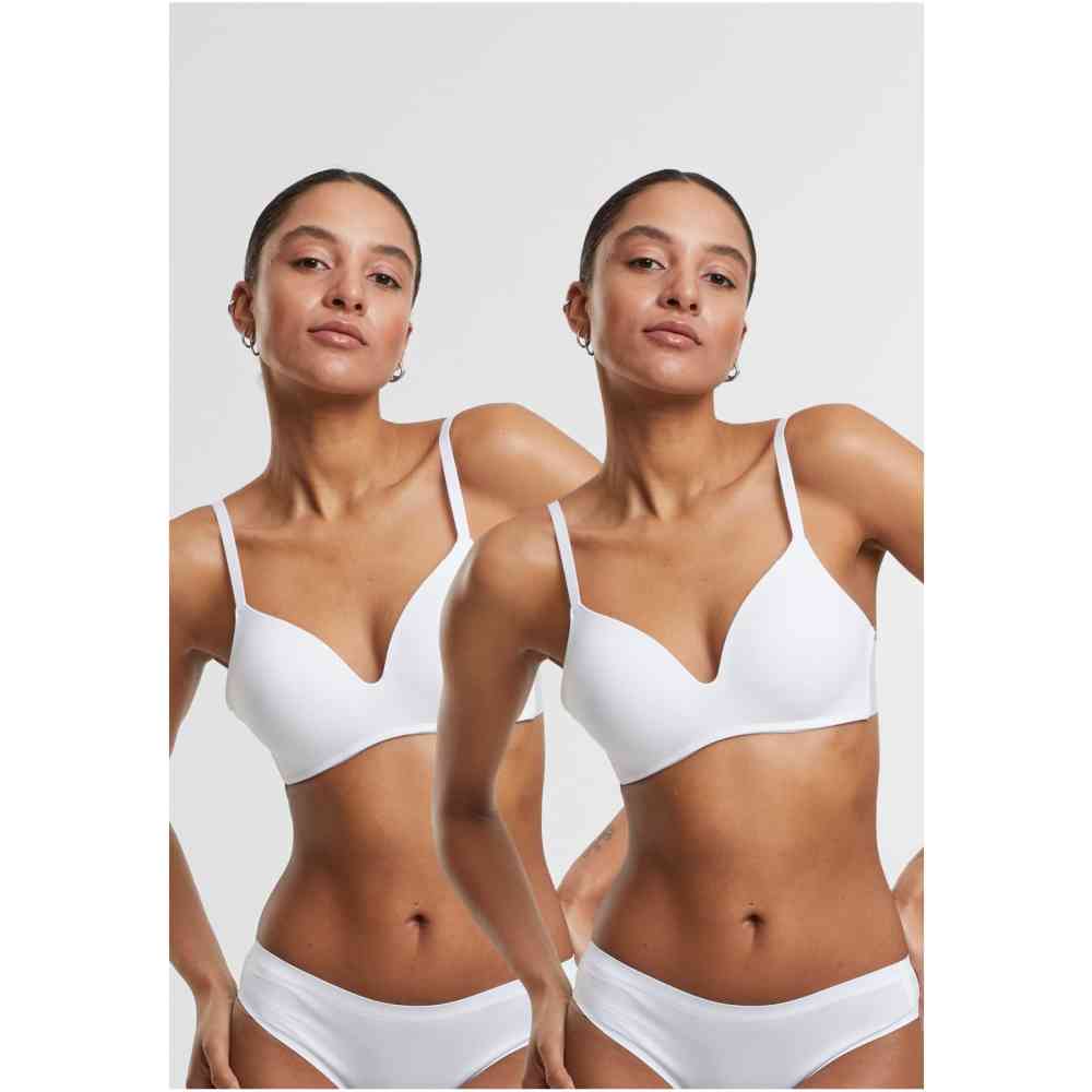 Urban Classics - Basic padded 2Pack BH - Wit/Wit